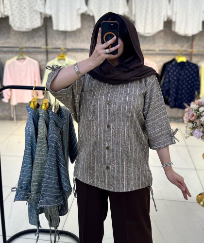 شومیز زنانه باکسی بغل بنددار
