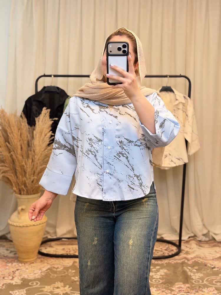 شومیز زنانه باکسی یقه هفت